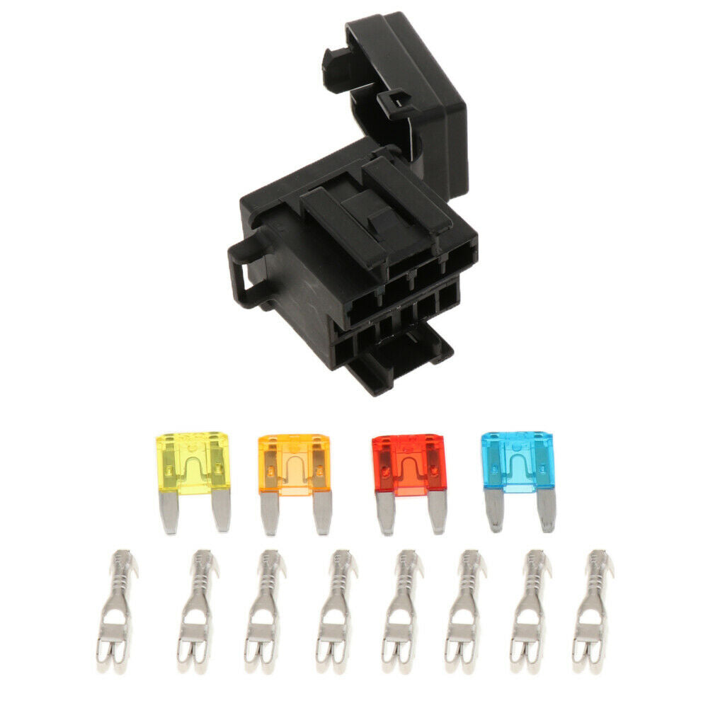 2x Automotive 4 Way Fuse Holder Box + 1 Relay Socket for Truck/SUV/Trailer