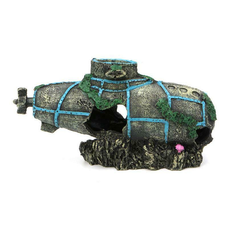 Aquarium Fish Tank Ornament Sunken Submarine Hiding Cave Landscaping Decoration