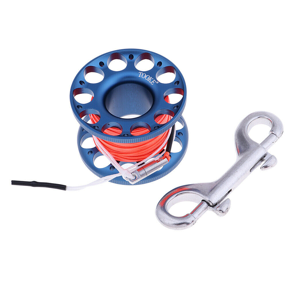 Scuba Diving Finger Spool Cave Wreck Reel with 15m Line Bolt Snap Blue