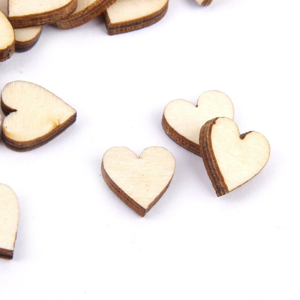 250 Pcs Plain Wooden Love Heart Shapes DIY Art Craft Cardmaking Decoration