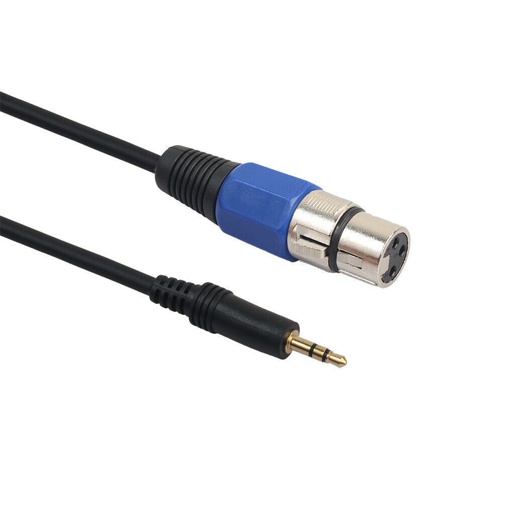 3.5mm 1/8" Male to XlR Female Stereo Mic Cable Mixer Speaker 10ft Blue