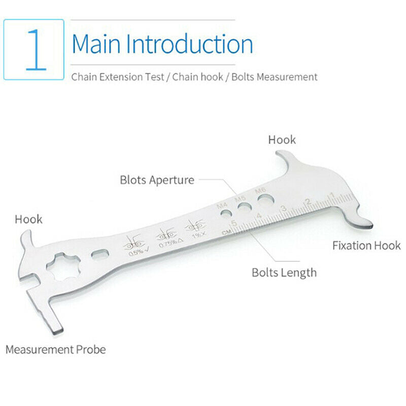 Bike Chain Measuring Ruler Wear Indicator Checker Measuring Device Chain Ruler