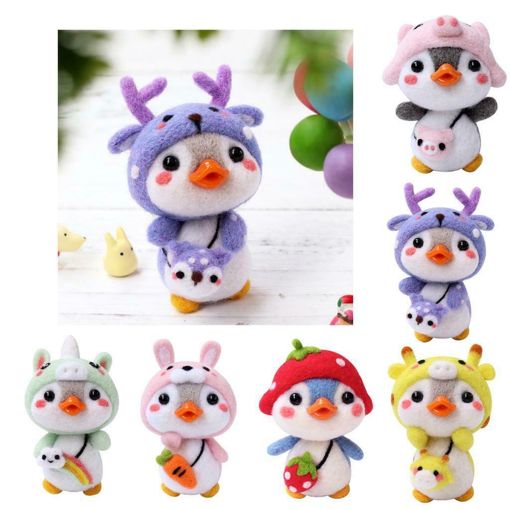 6 Sets Lovely Animal Penguin  Felting Starter Kit DIY Wool Crafts