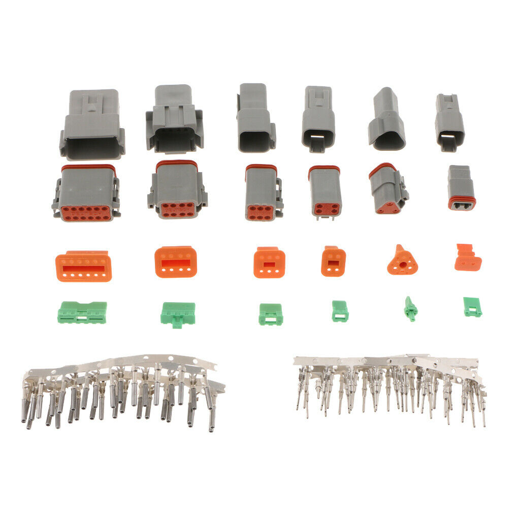 6 Kit 2 3 4 6 8 12 Pin DT Series Connector Gray Receptacle IP67 Waterproof Heavy