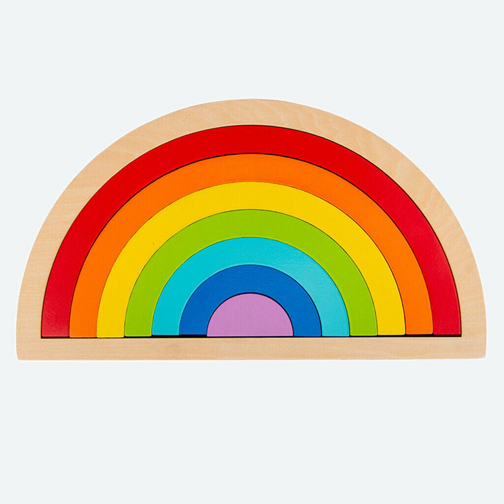 7x Rainbow Wooden Rainbow Blocks Creative Building Stacking for Learning Toys