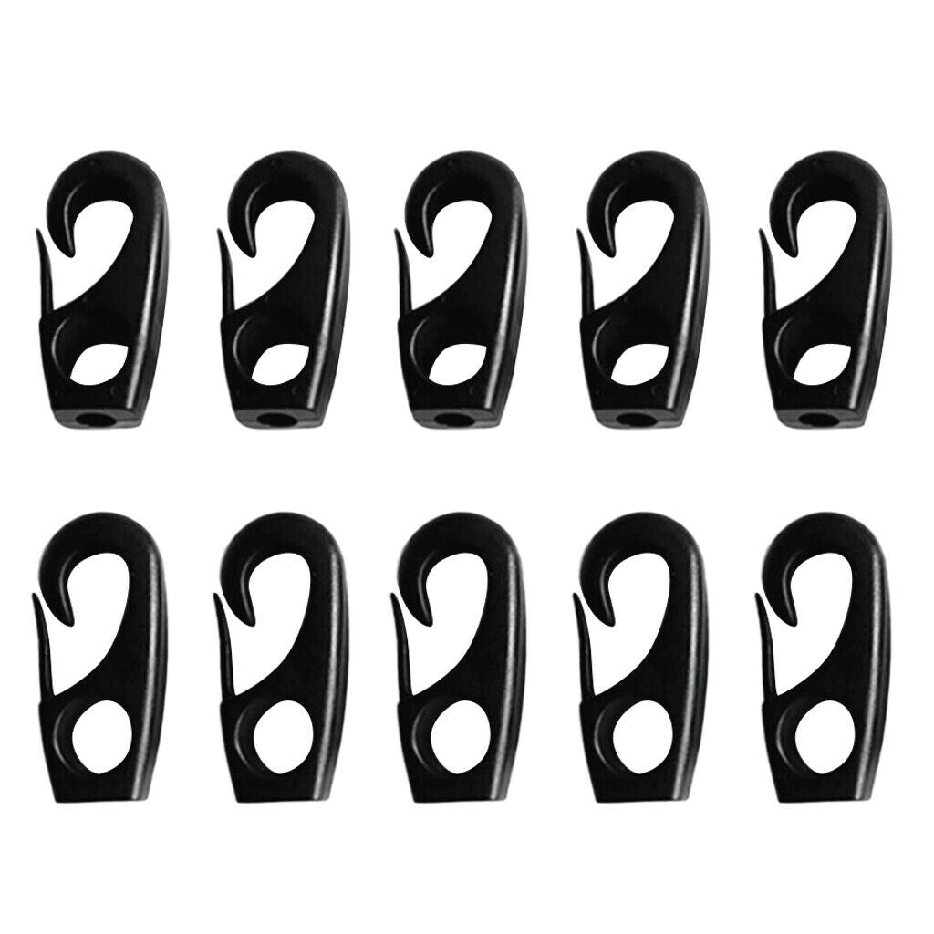 10-piece pack - black for 7mm expander rope elastic rope tensioner hook