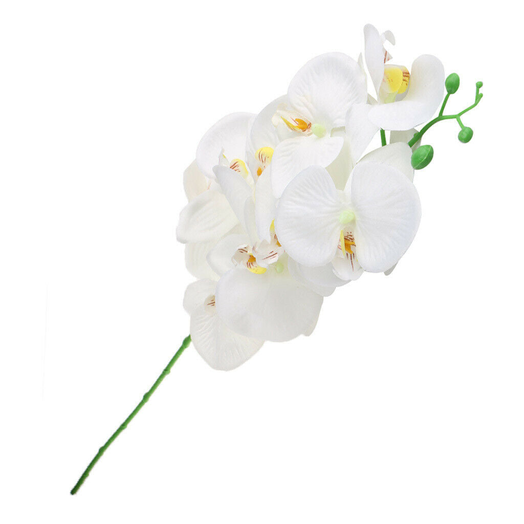 3x Artificial Phalaenopsis 9 Head Home Decorative Orchid Flower Bonsai White