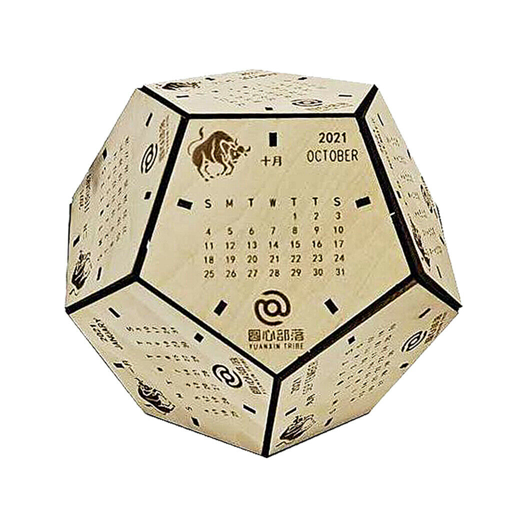Polyhedron Wooden Blocks Desk Calendar Ornaments for Home ,Office,Classroom.