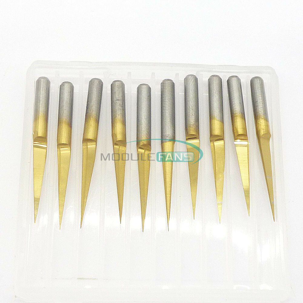 5PCS 3.175mm Carbide PCB Engraving Bits CNC Router Tool V-Shap 0.1mm 10 Degrees