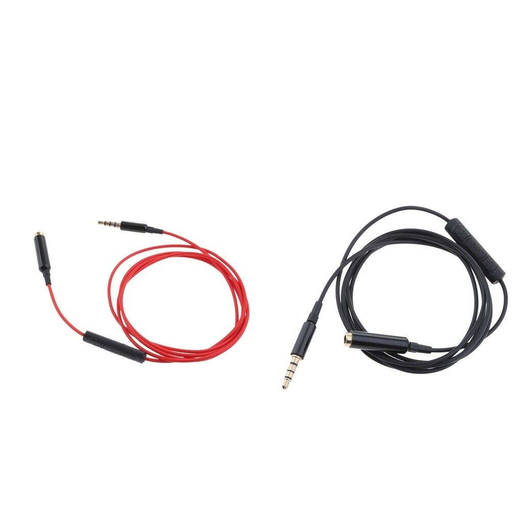 2Pieces 3.5mm male to 3.5mm Female Stereo Audio Cable with remote & mic