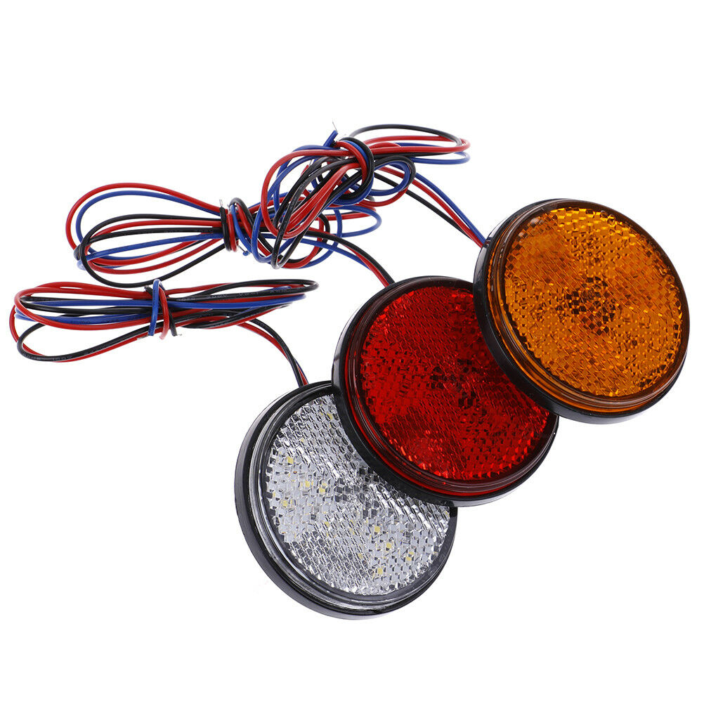 1Pc Car motorcycle red round 24LED brake turn signal stop tail lights reflectoBD