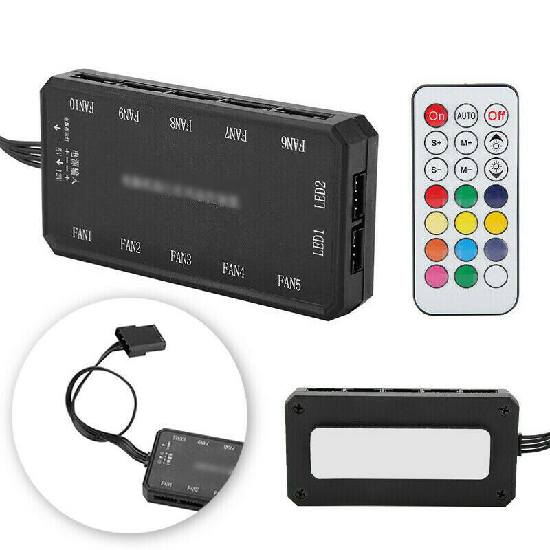 RGB LED Computer Case PC Cooling Fan Controller + RF Wireless Remote Control