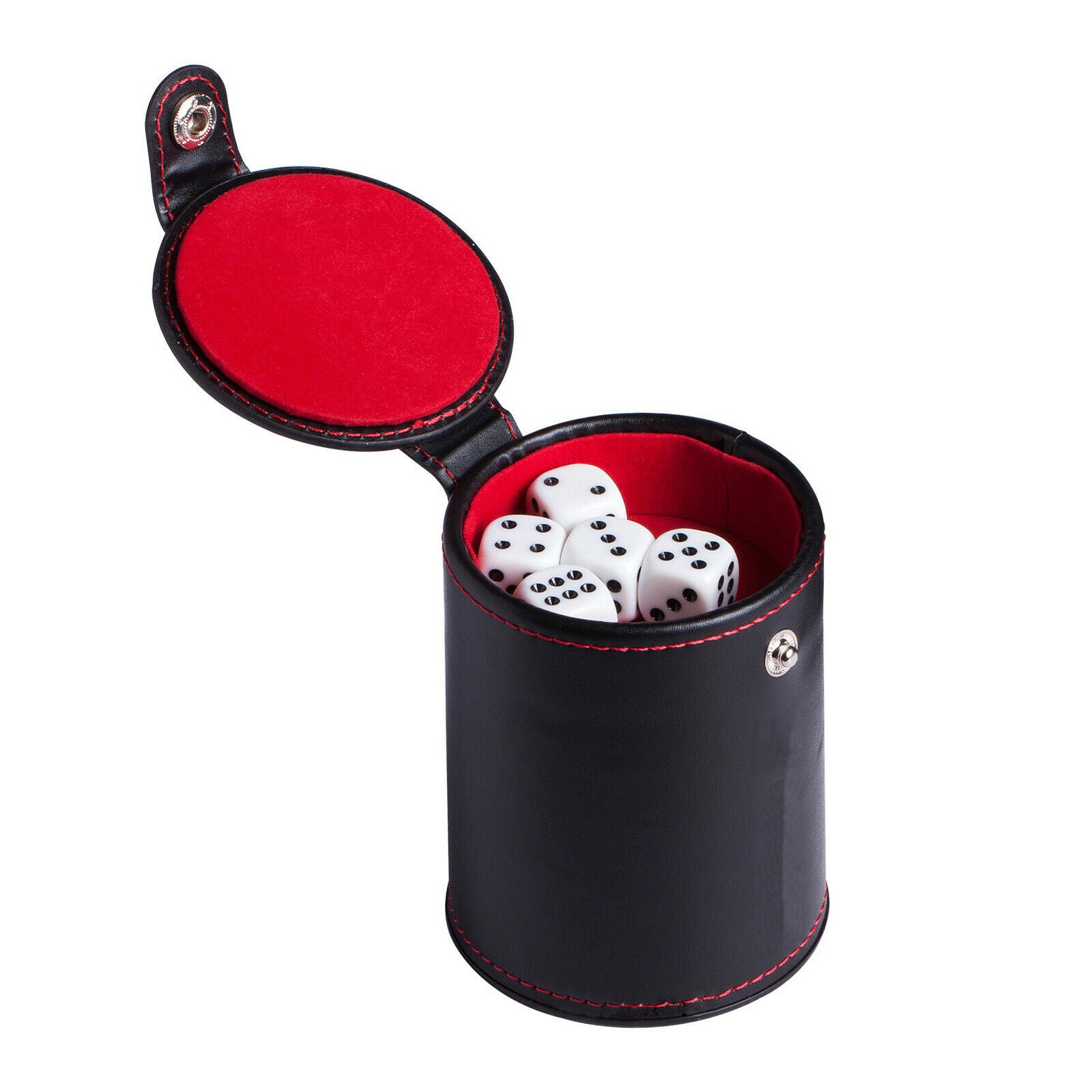 Double Layer Dice Cup with 5 Dice Red Flannel Lined Enternament Tool Party