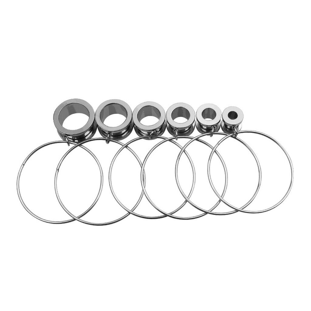 2Pcs Circle Ear Tunnels Gauge Dangle Screw Stainless Steel Ear Plugs 1