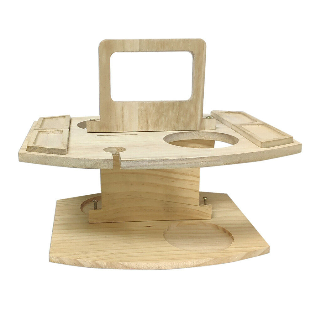 Wooden Outdoor Picnic Table with Glass Holder, Wine Bottle Holder Rack, Portable