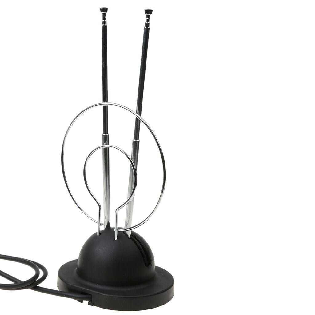 Rabbit Ear Digital Ready TV Antenna HDTV VHF UHF with Coax Cable