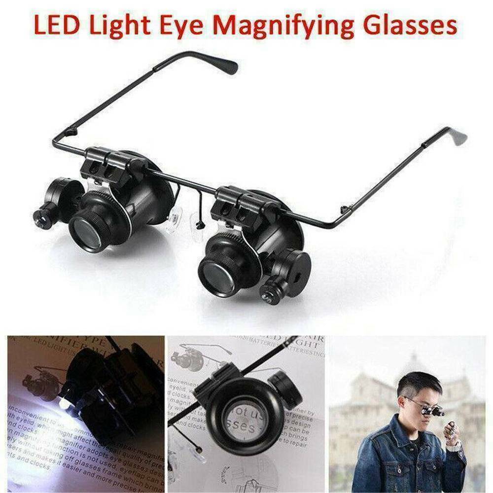 20X Loupe Magnifying Glasses Jeweler microscope Watch Repair Tool LED Magnifier.