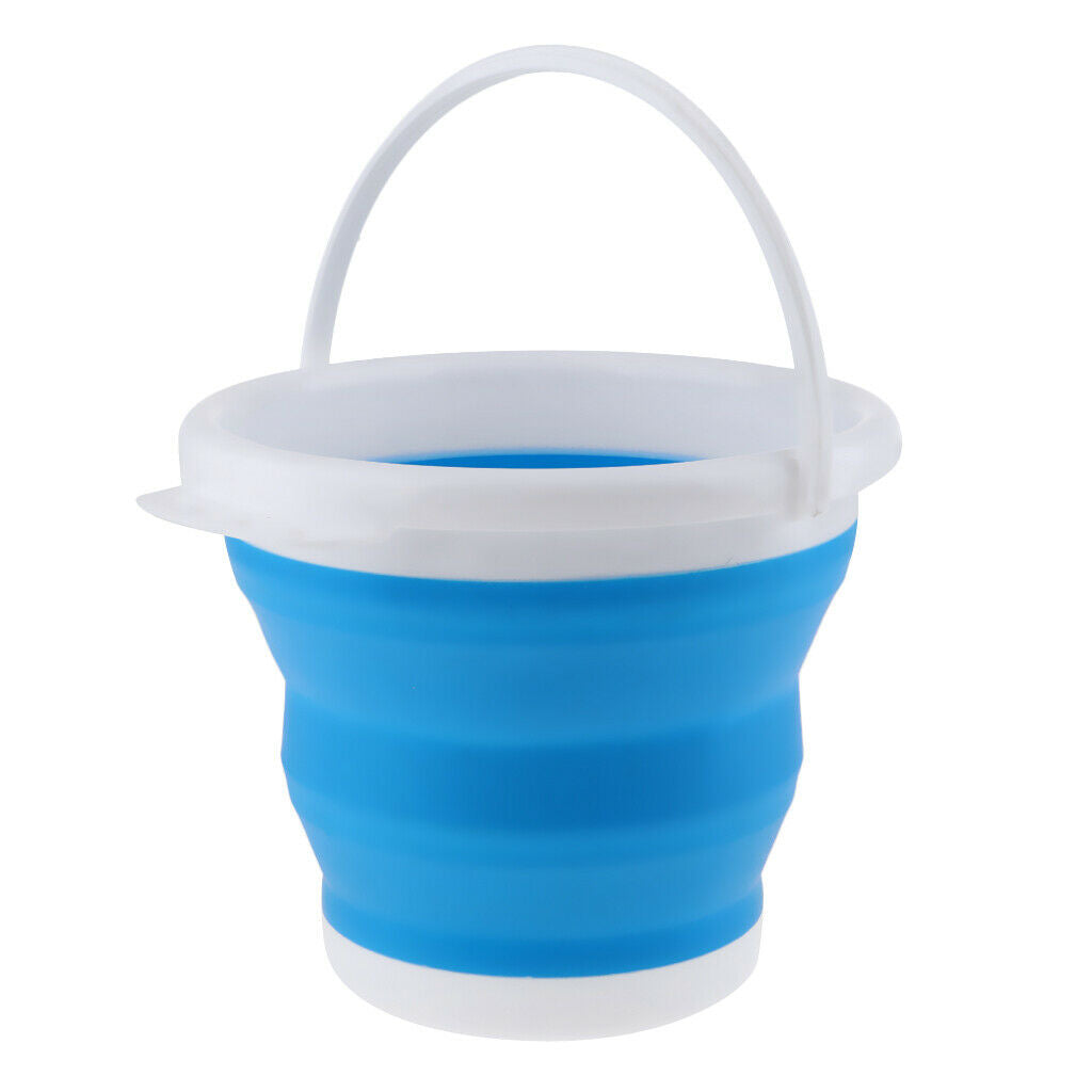 Camping Folding Collapsible Silicone Bucket Outdoor Barrel S Round Blue