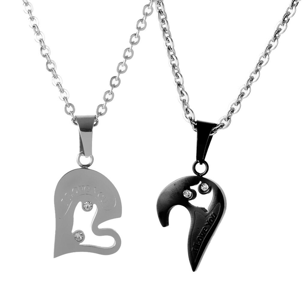 Steel Couple Lovers Necklace I Love you Heart Shape Pendant Valentine's Gift