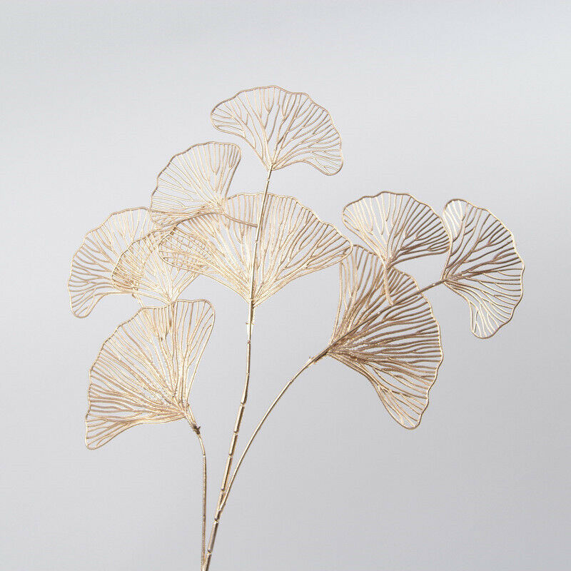 1PCS Golden decorative flower ginkgo leaf plastic leaf wood festival deco.l8