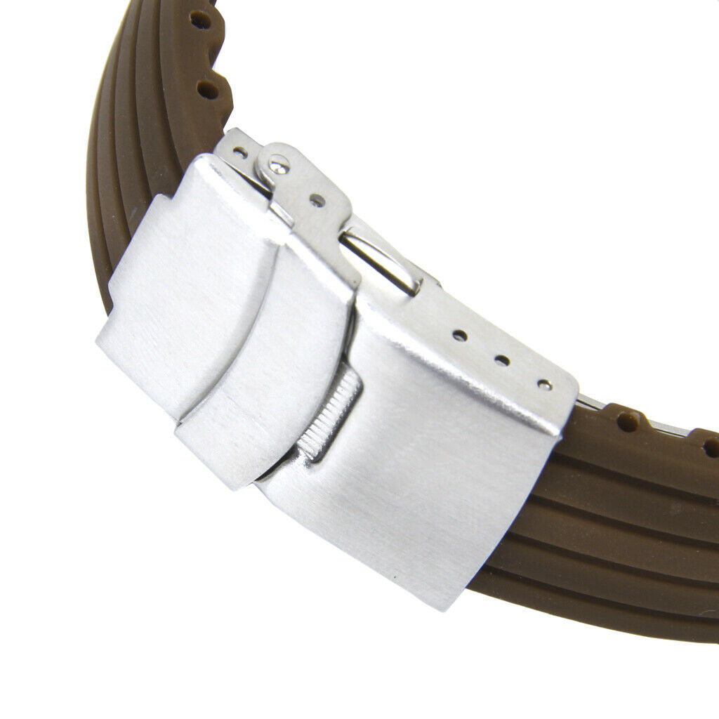 2 Mens Womens Silicone Rubber Watch Strap Band Deployment Buckle Bracelet 22mm
