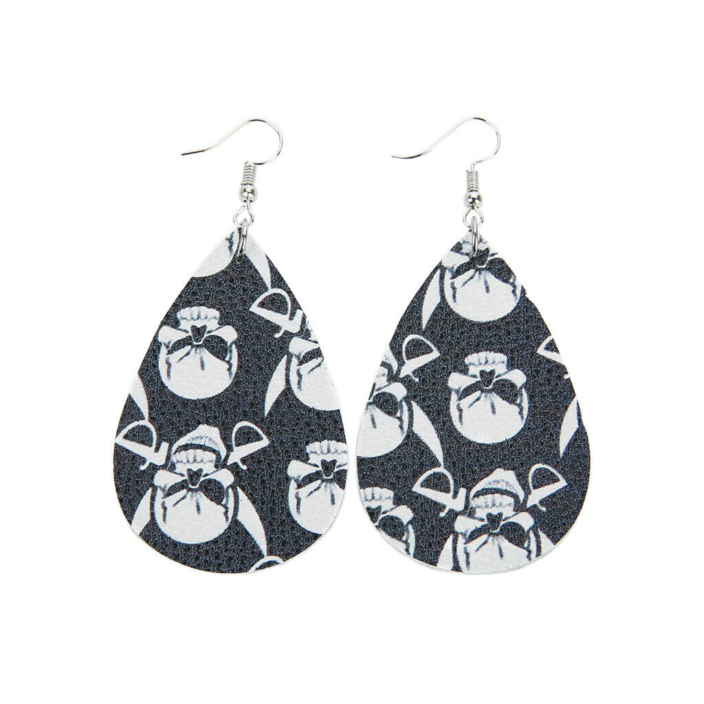 Halloween PU Leather Water Drop Teardrop Dangle Drop Earrings Jewelry I
