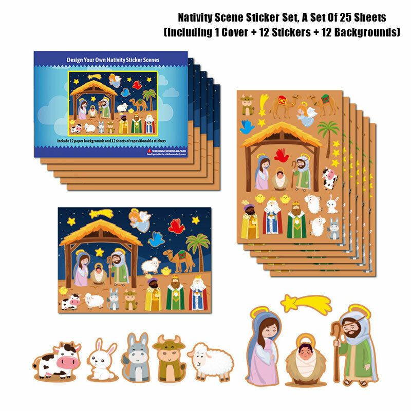1 Set Children Cartoon Christmas Nativity DIY Scene Christian Manger Decorat KX