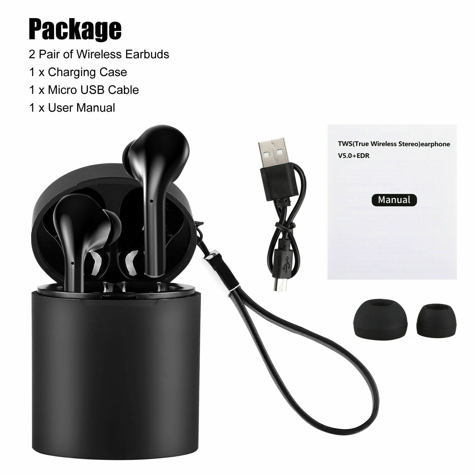 Bluetooth 5.0 Headset TWS Wireless Earphone Earbud Touch Stereo In-Ear Headphone
