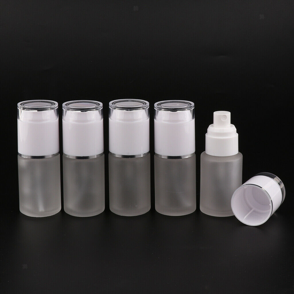 5Pcs Glass spray Bottles Refillable Cosmetic Container Leakproof 30ml white