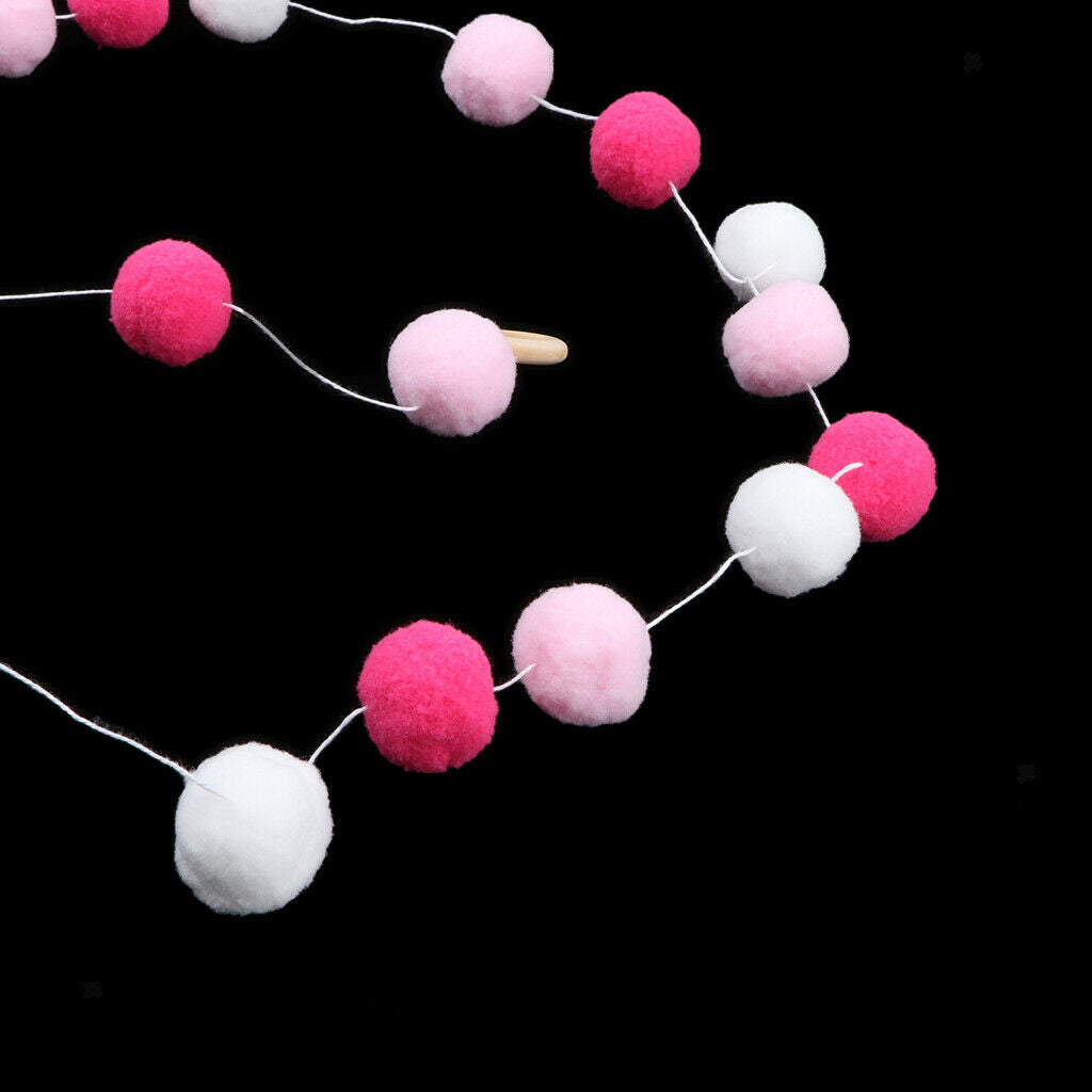 Nordic Style Pompoms Balls Garland Tent Home Hanging Decor Rosy Pink