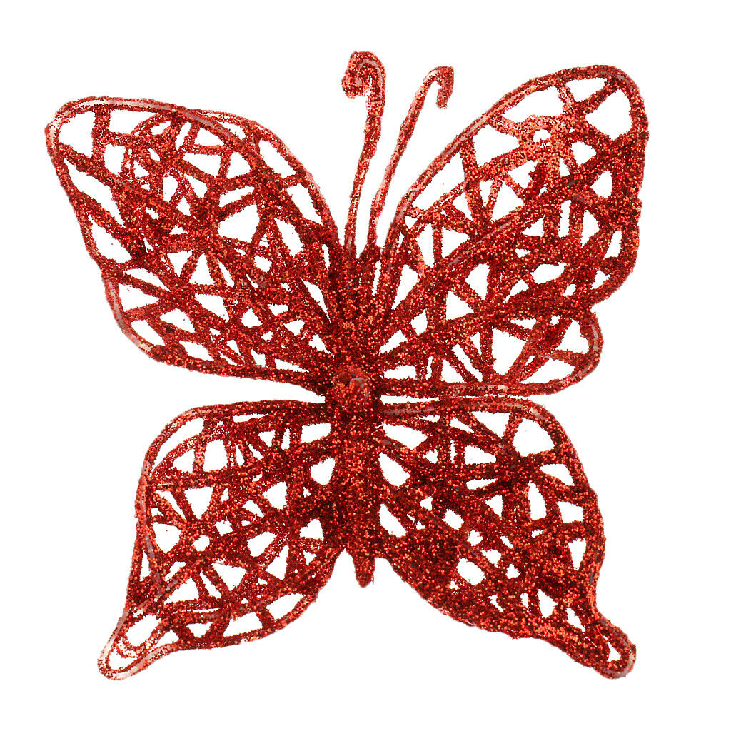 Christmas Ornament Festival Party Tree Hanging Butterflies Decor   Red