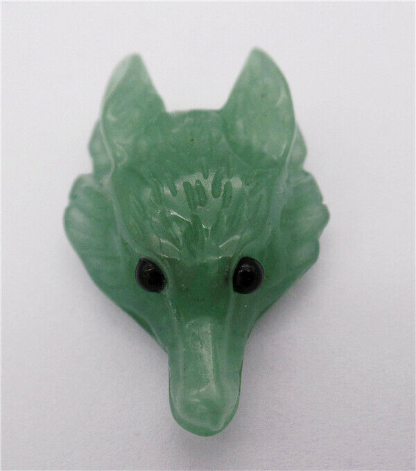 38x25x11mm Natural Aventurine Carved Fox Head Statue Healing Decoration HH8117