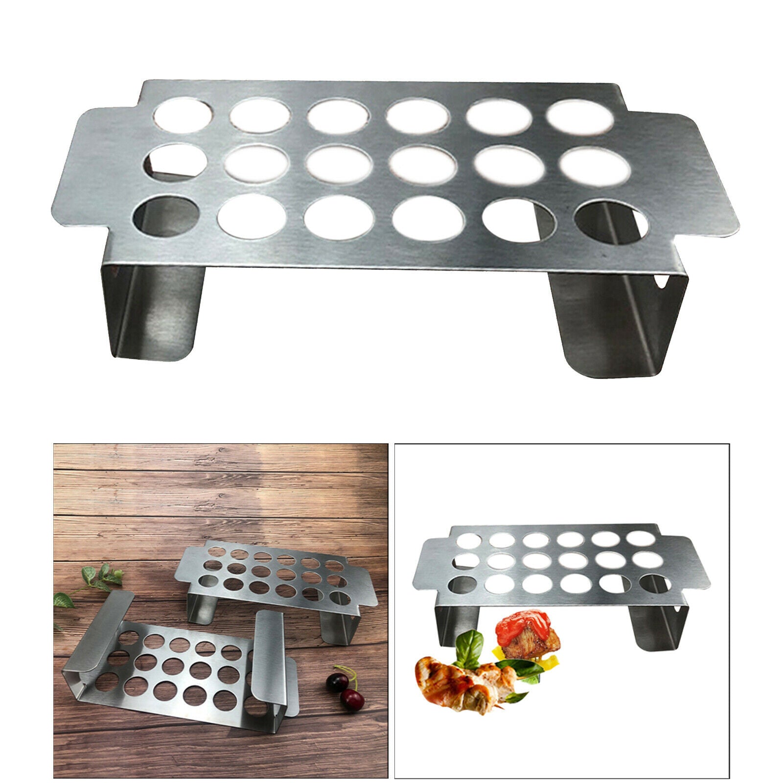 Portable Stainless Steel BBQ Grill Rack Smokers Grill Net Shrimp Clip Holder