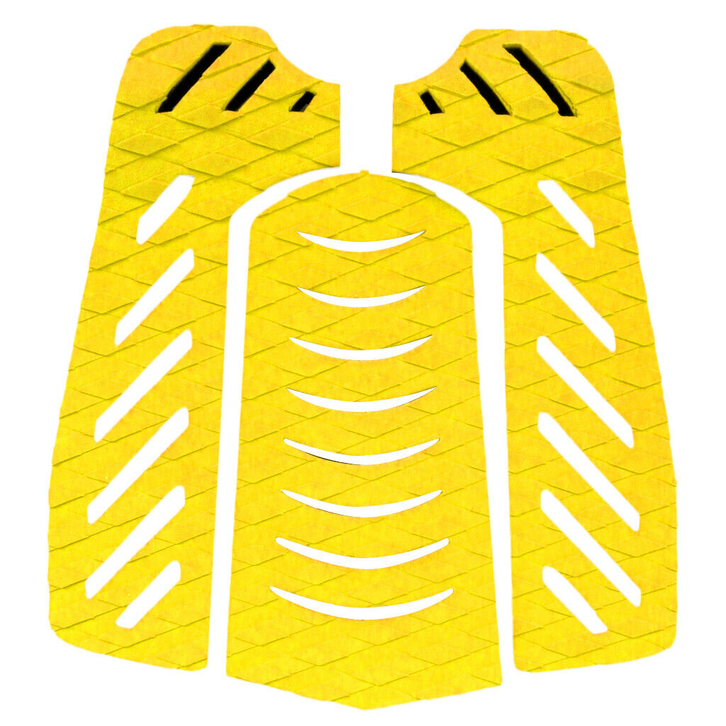 3pcs Yellow Diamond Surfboard Traction Pad Tail Pad Deck Grip Accessory