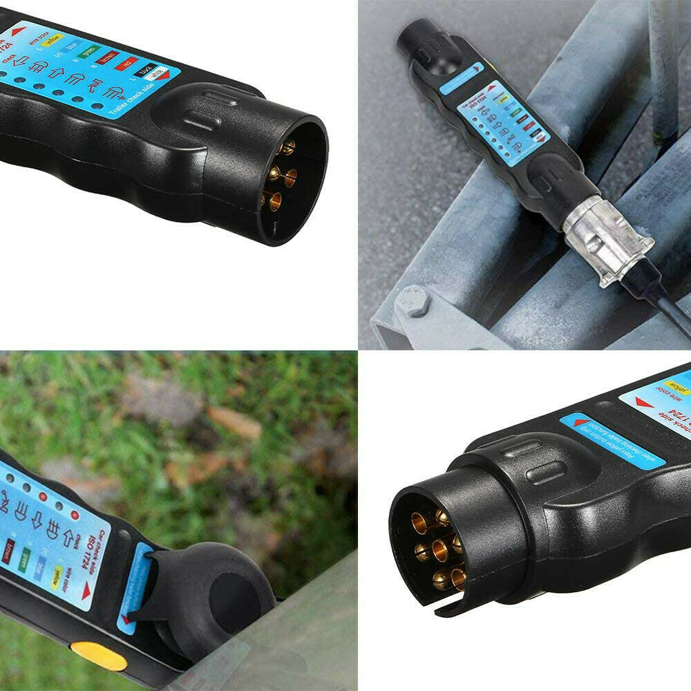 European 12v 7Pin Trailer Towing Lights Socket Cable Wiring Circuit Tester Tool