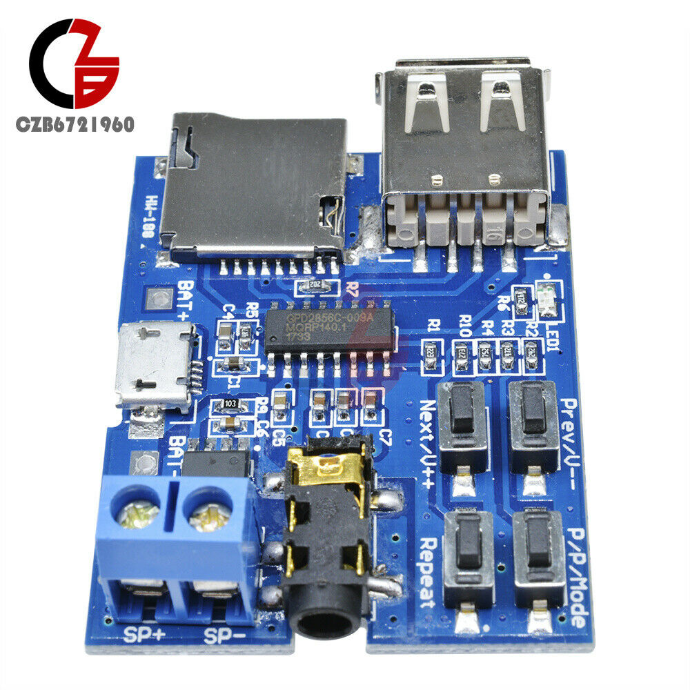 2PCS 3W MP3 Decoder Board Micro USB TF Card Audio Player Mono Amplifier Decoding