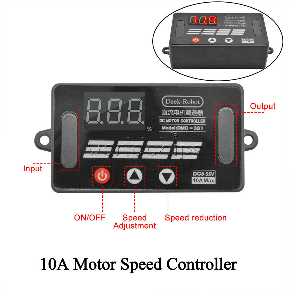 Digital Display DC 8-55V Max 10A PWM DC Motor Speed Regulator Switch Controller