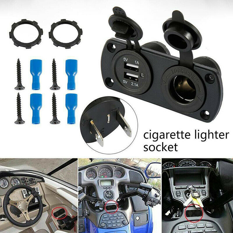 12V Dual USB Power Adapter Outlet Car Cigarette Lighter Socket Charger Splitter