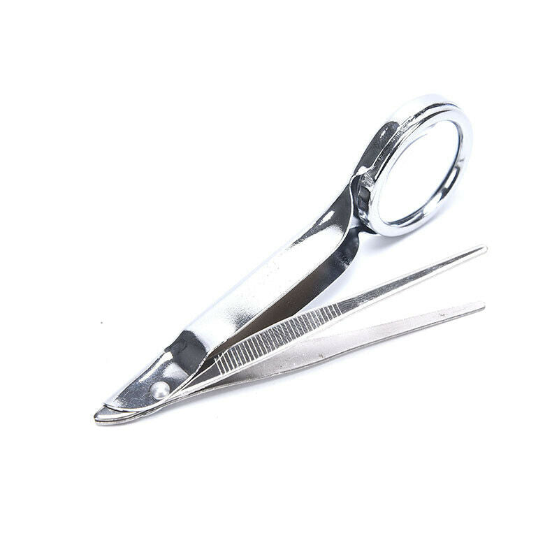 Portable 10X Magnifier Stainless Steel Magnifying Glass With Tweezer Loup.l8