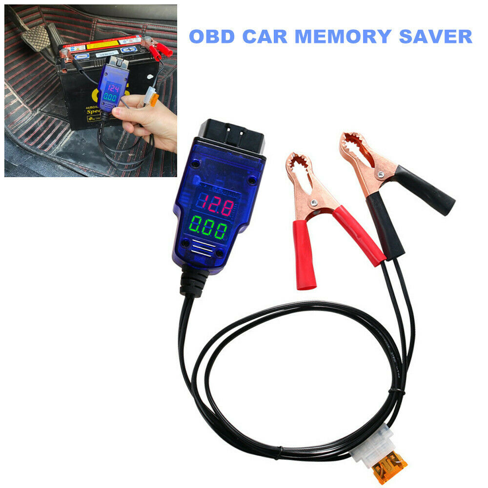 Digital Display 12V Car SUV OBD Battery Replacement Memory Saver OBDII Cable Set