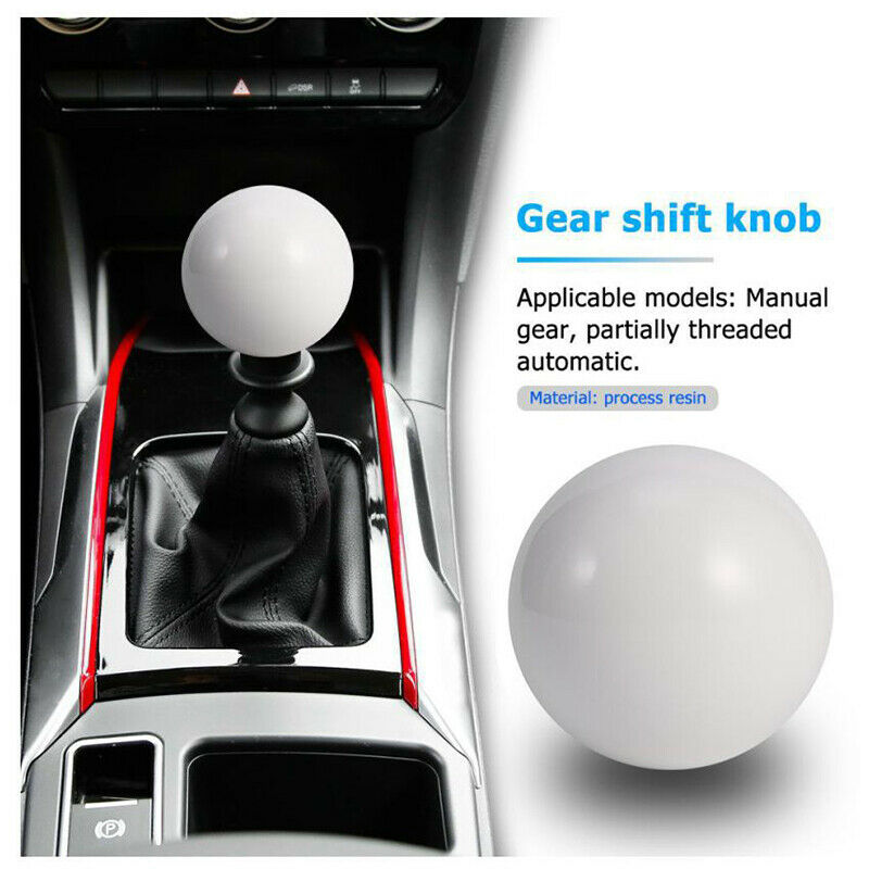 Universal Car White Round Ball Manual Gear Stick Shift Screw Knob Shifter Lever