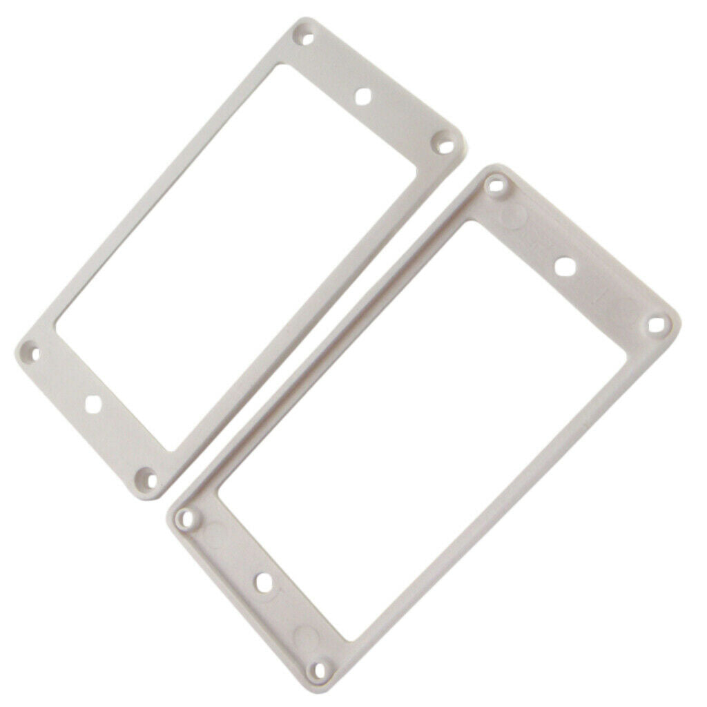 2 Pieces Flat Guitar Replacement Humbucker Frame Cover 92 x 45.8mm White