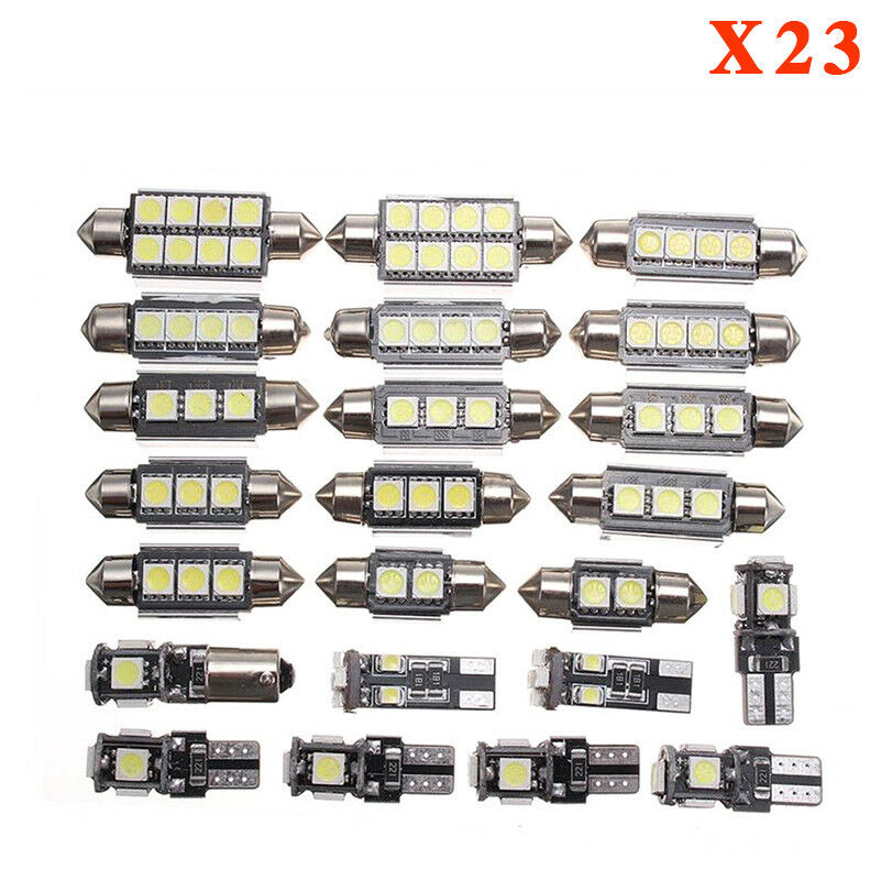 23pcs LED Car Light Bulb Interior Map Dome Trunk License Plate Lamps Kit White C
