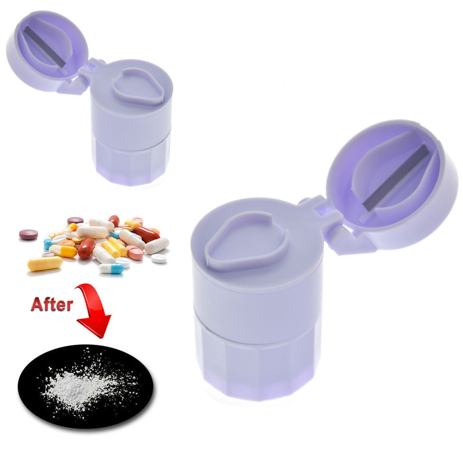 Pill Cutter Medicine Crusher Grinder Splitter Tablet Divider Storage Box Case