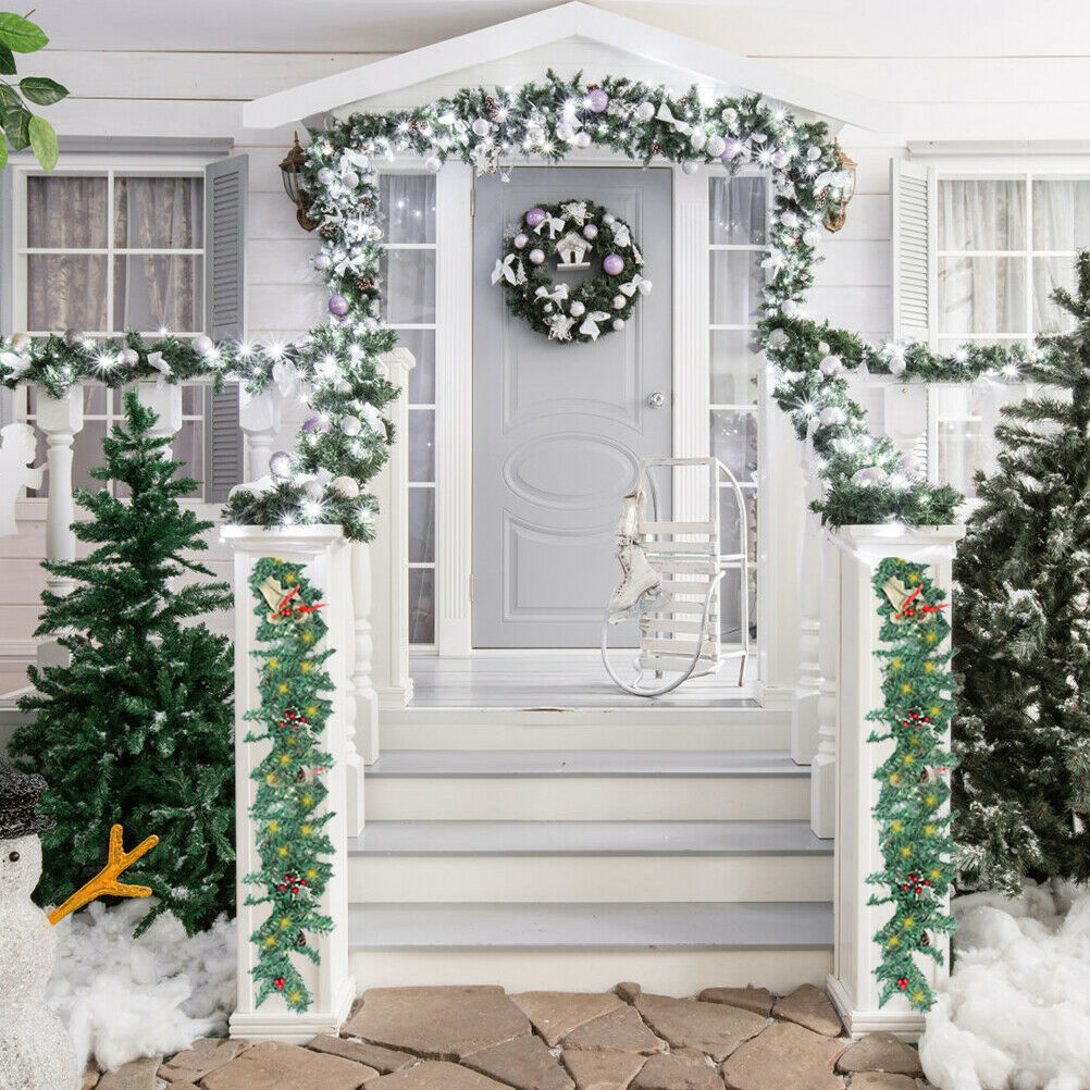 1.8m Christmas Garland with LED Rattan Garland Illuminated Christmas Decoration