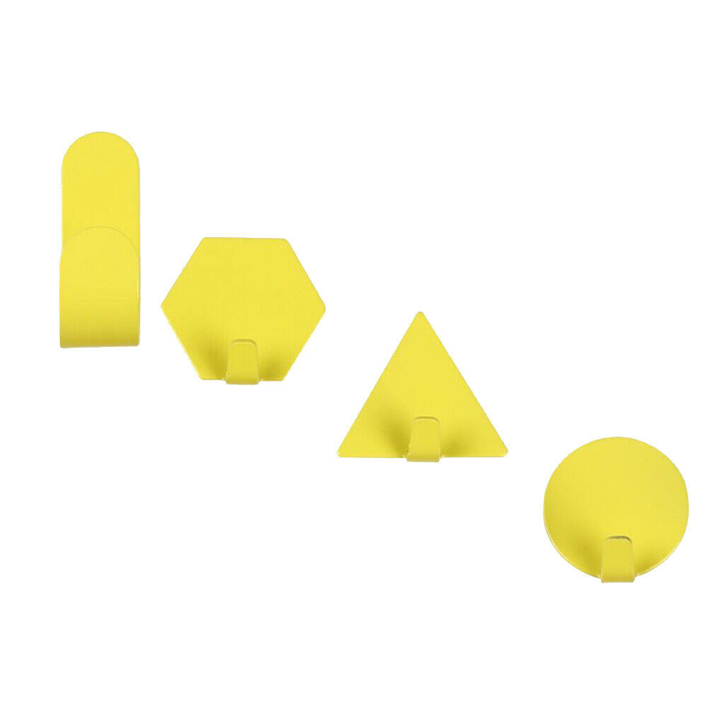 4pcs Self Adhesive Hooks Sticky Hangers Organizer Holder Multi-Color Yellow