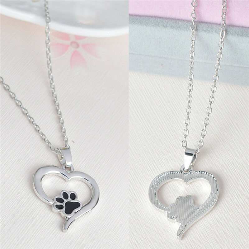 Hollow Pet Paw Print Necklace Cute Animal Dog Cat  Pendant Necklace Jewel.l8