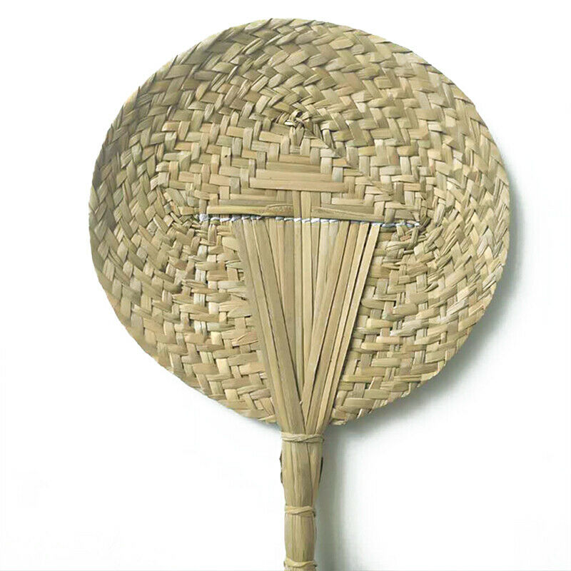 1pc Hand-Woven Fan Cattail Leaf Braided Fan Chinese Style Handmade Straw .l8