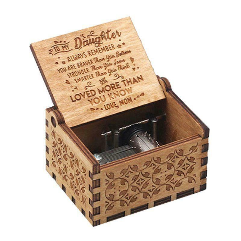 Music Box Hand Crank Engraved Musical Box Personalizable Gift for Daughter