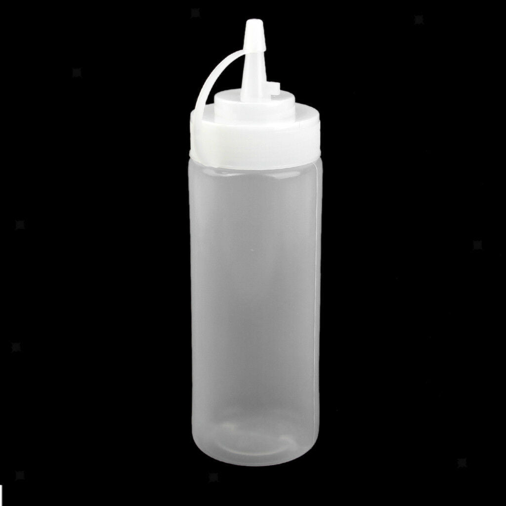 12oz Clear Plastic Squeeze Bottle Condiment Ketchup Mustard Dispenser w/ Cap
